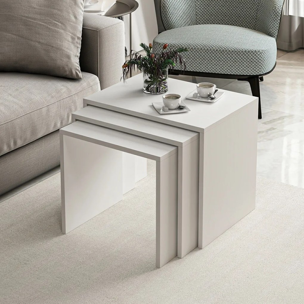 Odkladací stolík Alya White, 3 ks