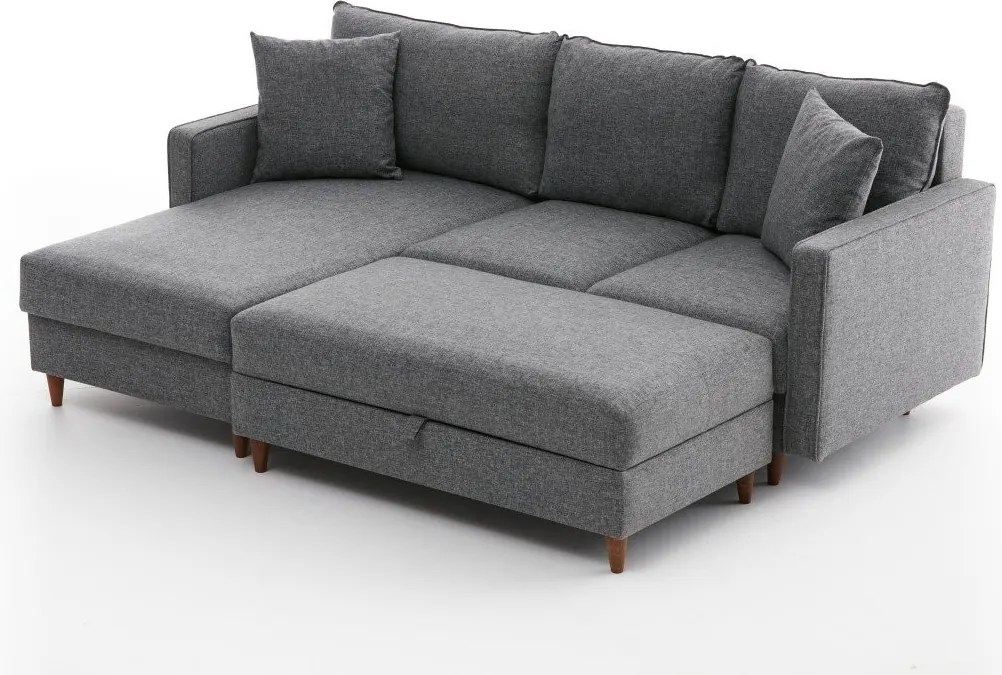 Rohová sedací souprava Eva 210 cm s taburetem šedá levá