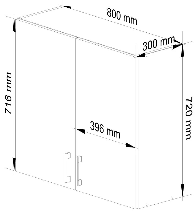 Kuchynská závesná skrinka Š 80cm D2 H720 Artus biela/sonoma