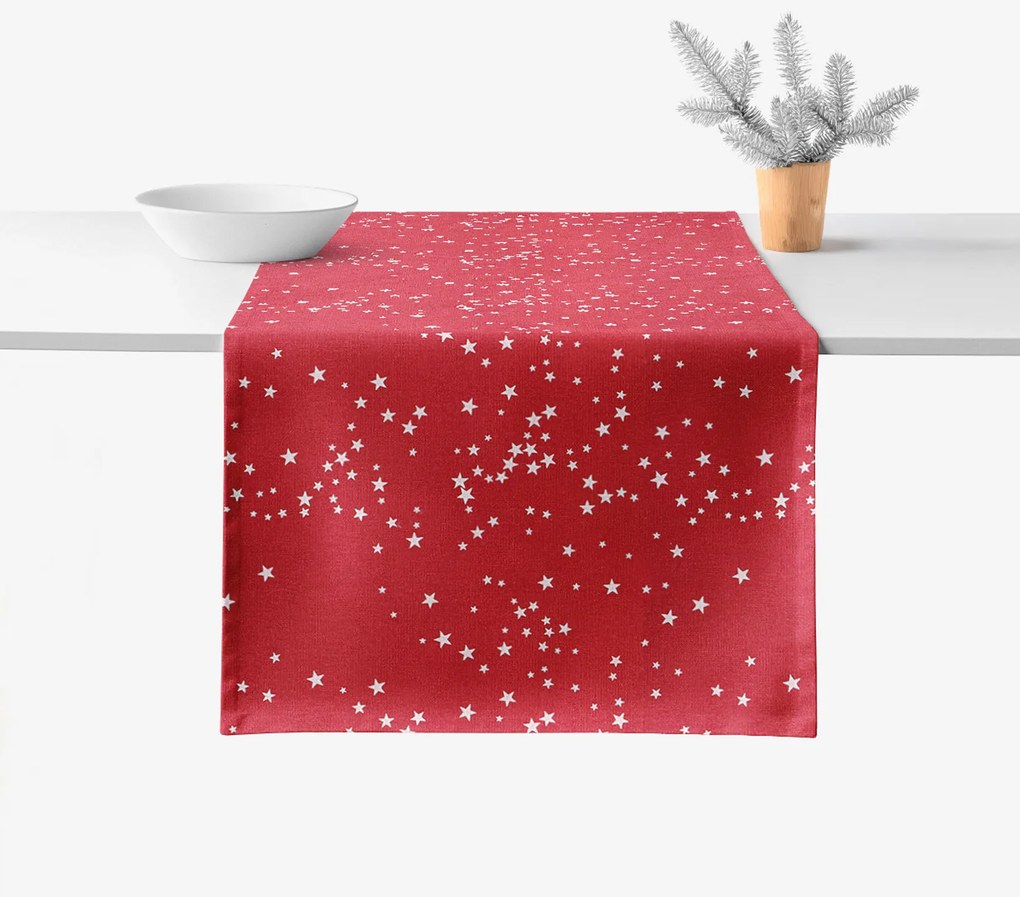 Goldea behúň na stôl valencia - hviezdičky na červenej 50x120 cm