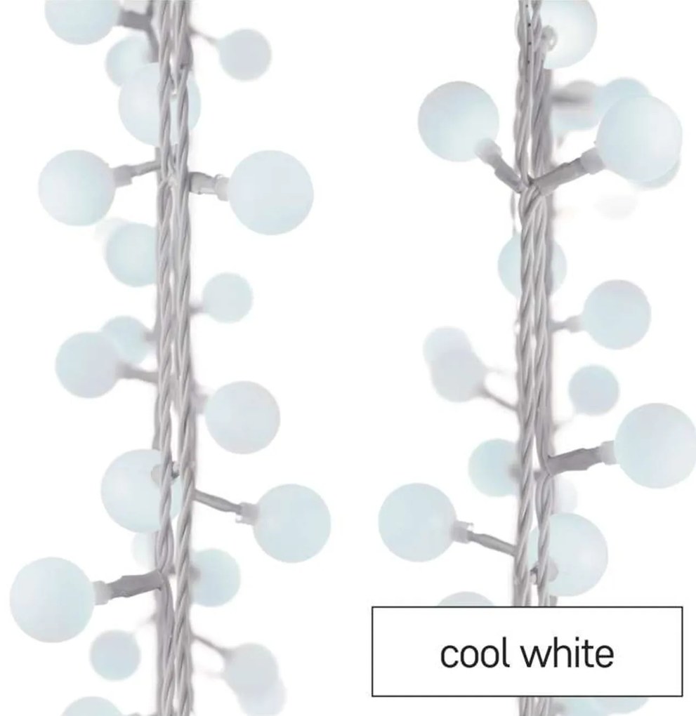 EMOS LED vonkajšie reťaz - guličky 4m, studená biela, časovač D5AC01