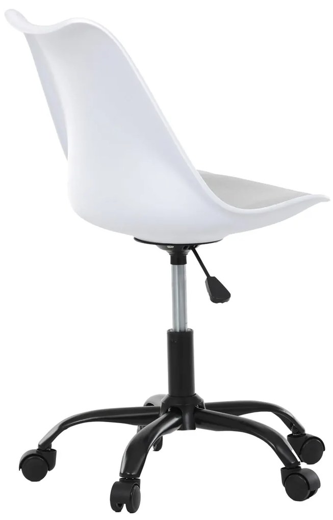 Autronic - Židle kancelářská, bílá plastová skořepina, sedák bílá látka, kovový kříž - KA-X7055 WT AKCE