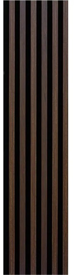Akustické dekoračné panely, dub tmavý 3D lamely na filcovom podklade, rozmer 270 x 30 cm, IMPOL TRADE