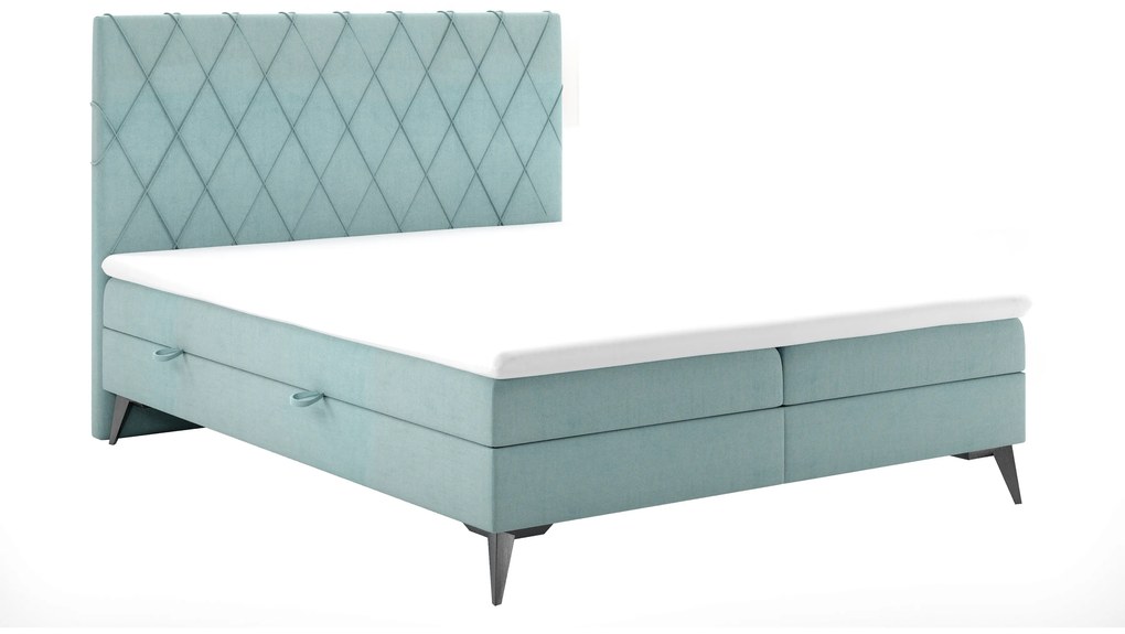Manželská posteľ Boxspring 160 cm Miror (mentolová) (s úložným priestorom). Akcia -20%. Vlastná spoľahlivá doprava až k Vám domov. 1020318