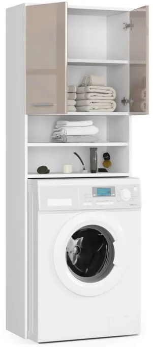 Kúpeľňová skrinka nad práčku FIN 2D biela / cappuccino, lesk