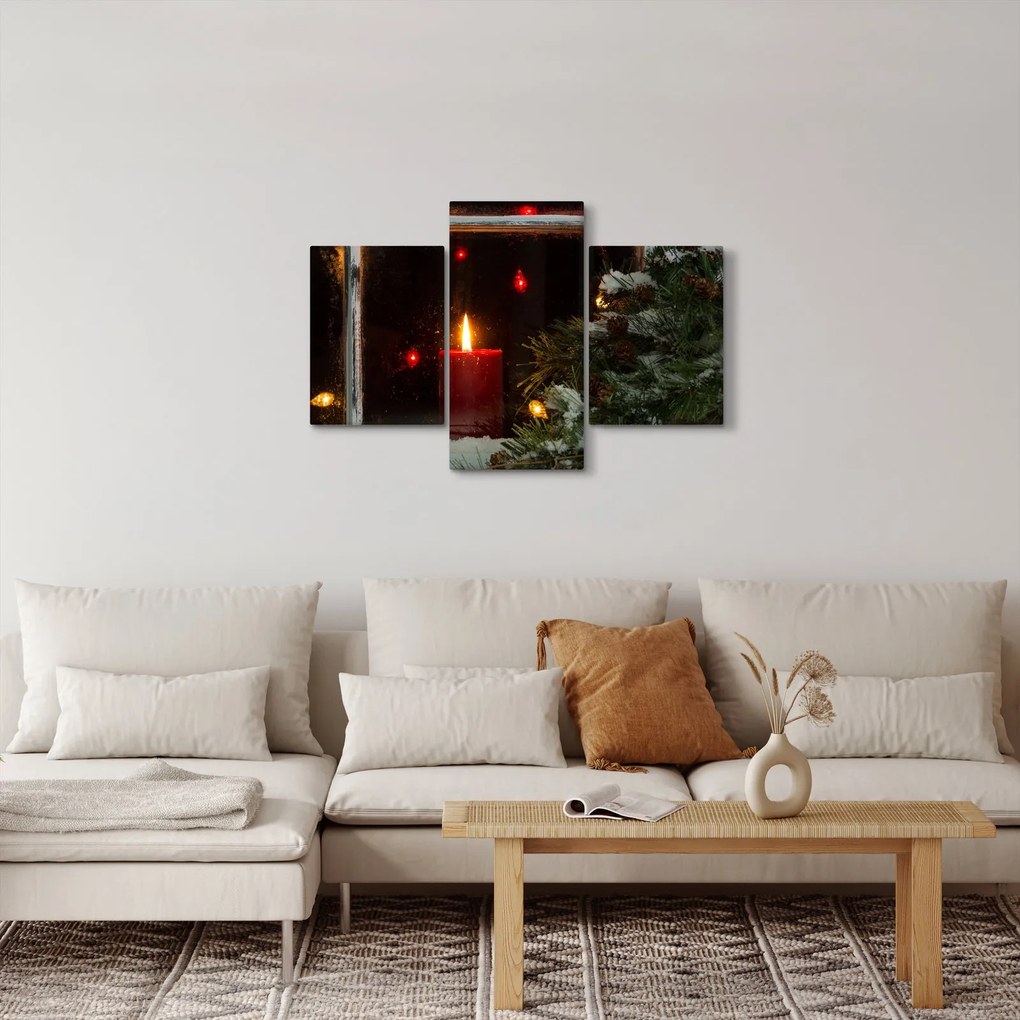 Obraz - Žiariaca vianočná sviečka (90x60 cm)