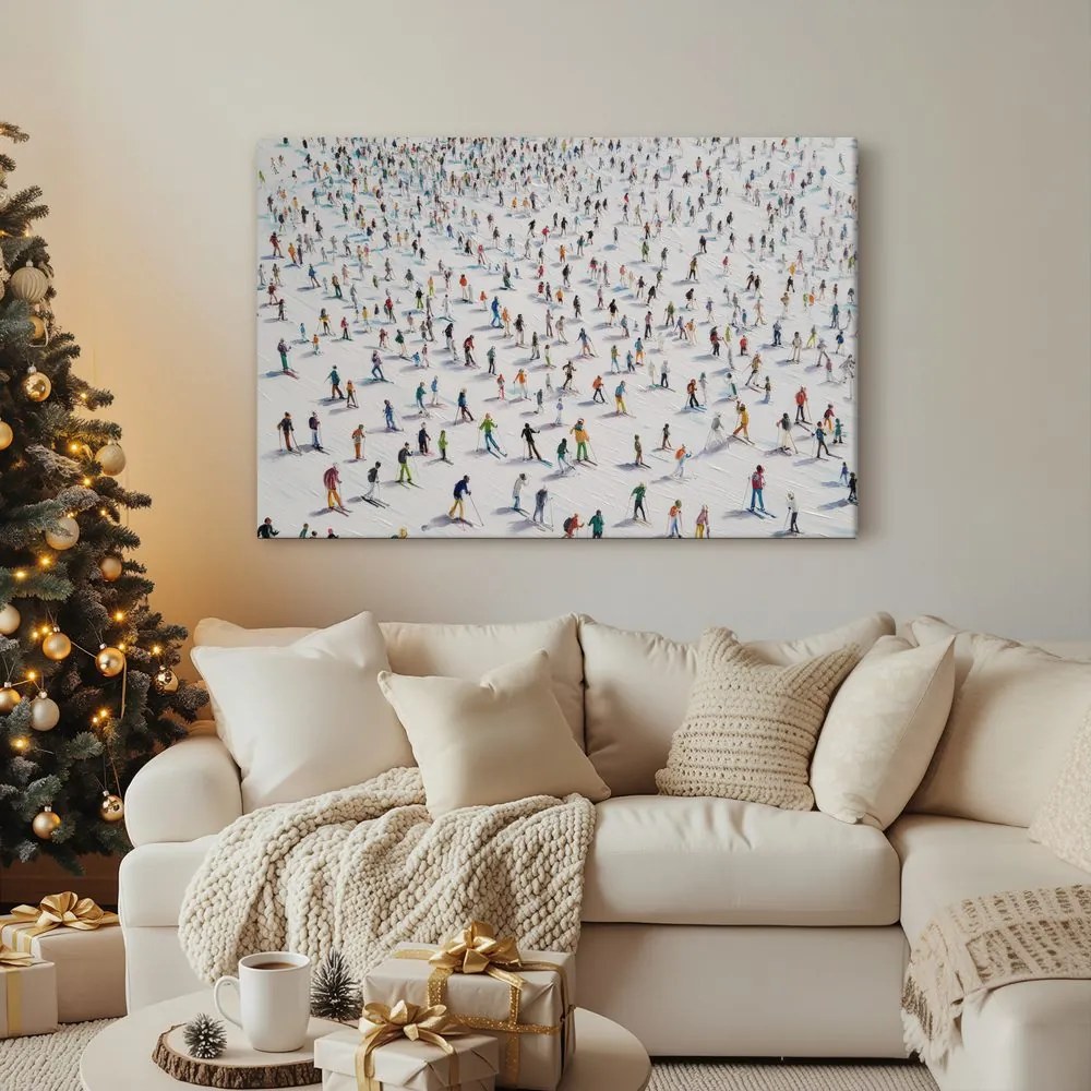 Vianočný obraz zimné radovánky na svahu