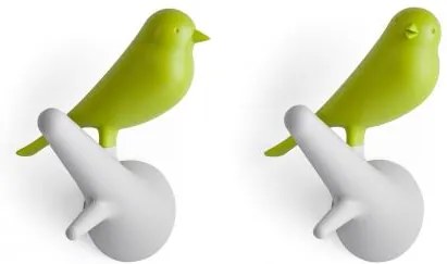 Nástenný vešiak Qualy Hook Sparrow, 2ks, biely-zelený
