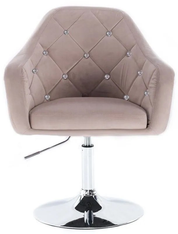 LuxuryForm DESIGN Kreslo ROMA VELUR na striebornom tanieri - svetlo šedé