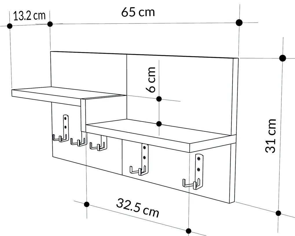 Vešiak Houseland HARMON Lagina - sivý kameň/tmavá káva