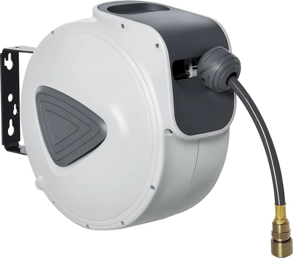 DURHAND Automatická cievka na hadice 20m + 194cm s pripojením Φ1/4'', možné montovať na stenu a otáčať o 180°, Sivá | Aosom