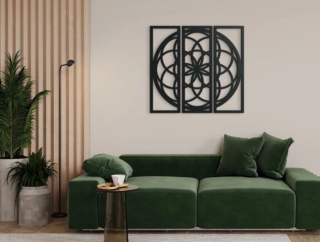 drevko Rodinná mandala na stenu Rozmer obrazu: 44,5 x 48 cm, Farba dekorácie: Čierna