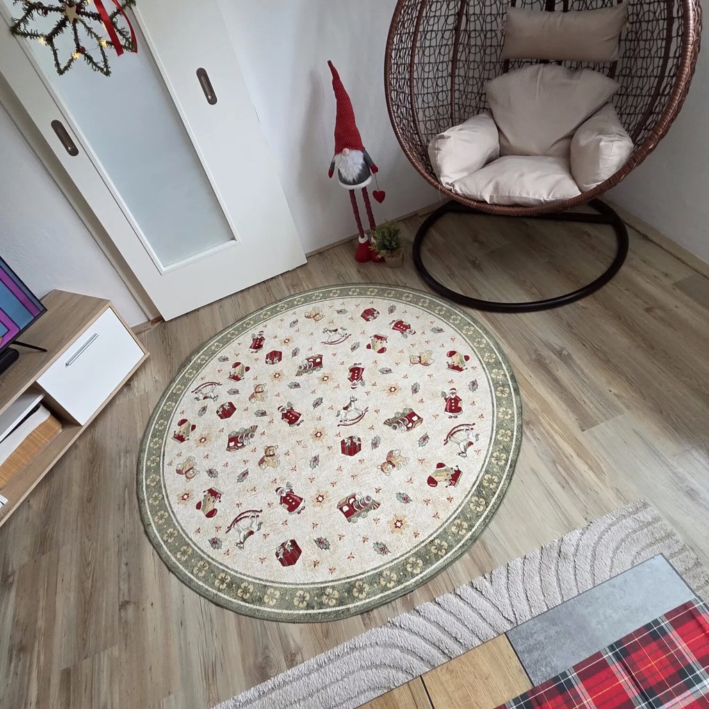 Villeroy & Boch, Kusový koberec Villeroy & Boch Toy's delight so strihaným vlasom 106218 Green, Multicolor kruh, 160x160 (priemer) kruh, zelená, obývacia izba