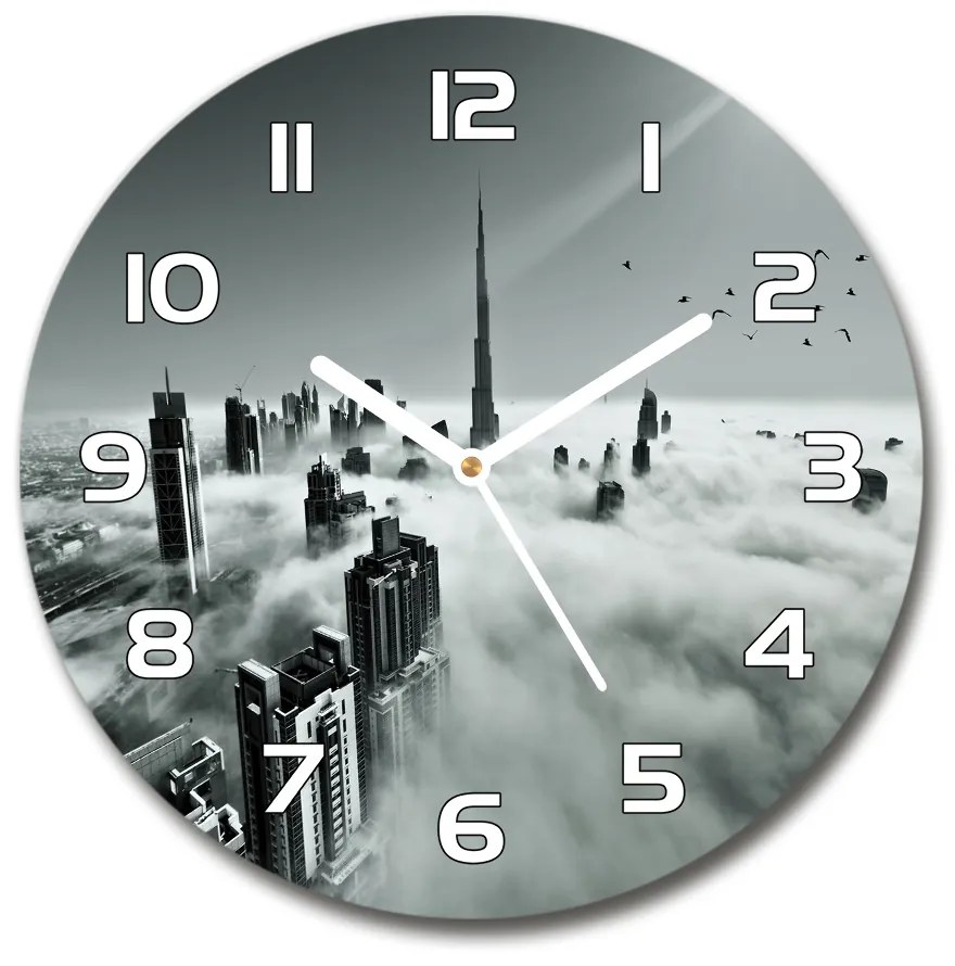 Sklenené hodiny okrúhle Hmla nad Dubajom pl_zso_30_f_67144180