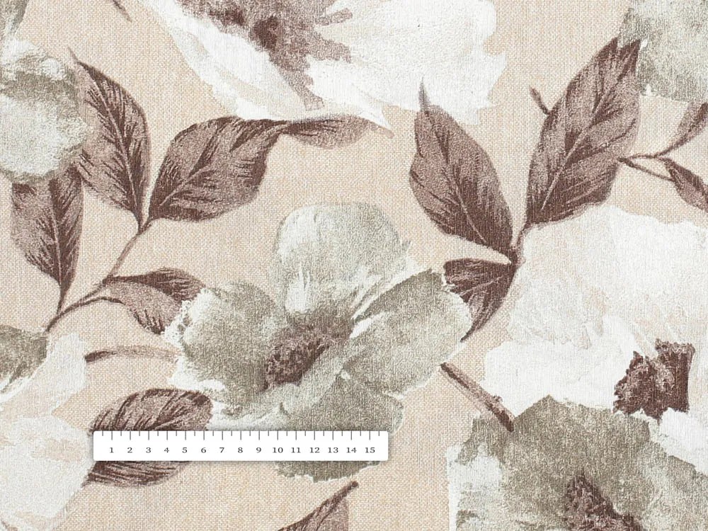 Biante Dekoračný štvorcový obrus Porto PRT-011 Hnedo-biele kvety na béžovom 60x60 cm
