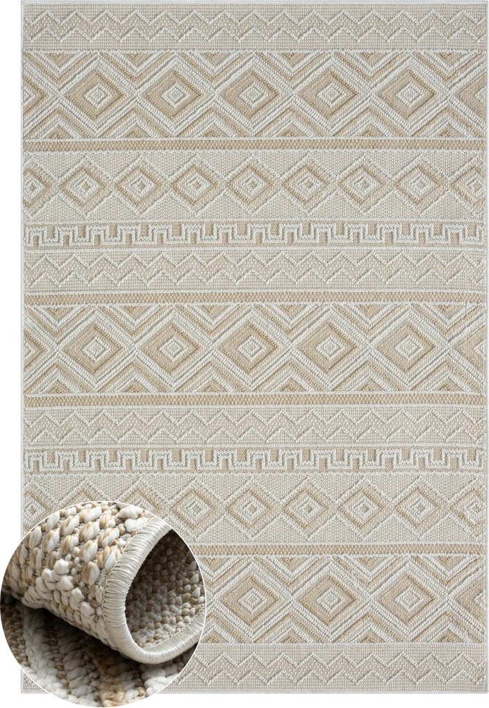 My Flair, Kusový koberec Patio beige – na von aj na doma, 80x150, béžová, chodba / predsieň