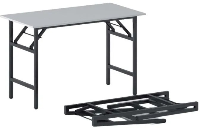 Konferenčný stôl FAST READY s čiernou podnožou 1200 x 600 x 750 mm, sivá