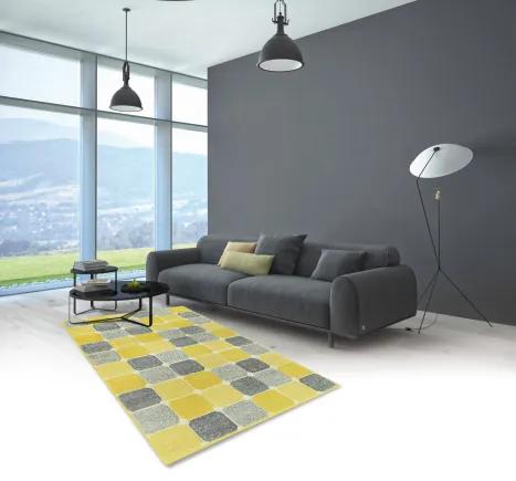 Koberce Breno Kusový koberec PORTLAND 172/RT4J, žltá, viacfarebná,67 x 120 cm