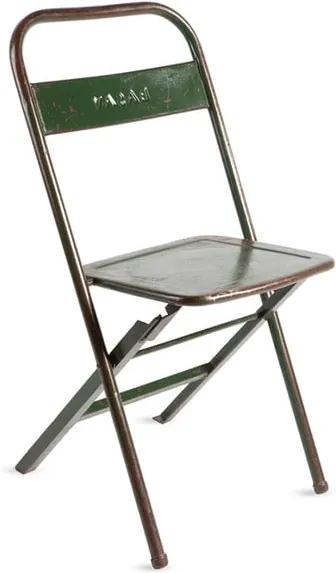 Zelená kovová skladacia stolička s patinou RGE Mash | BIANO