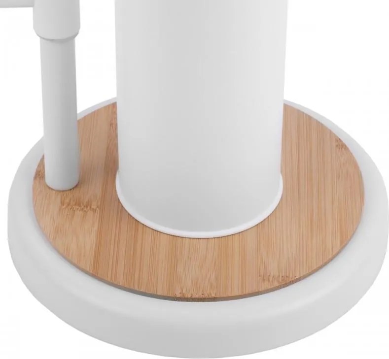 Erga Sisu, držiak na toaletný papier so zásobníkom a WC kefou 3v1, biela-hnedá, ERG-YKA-P.SISU-WHT-B