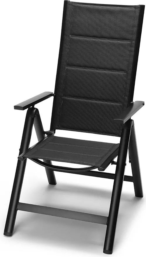 Set 4 ks hliníkových polohovacích kresiel Avenberg ISLA PLUS, čierna