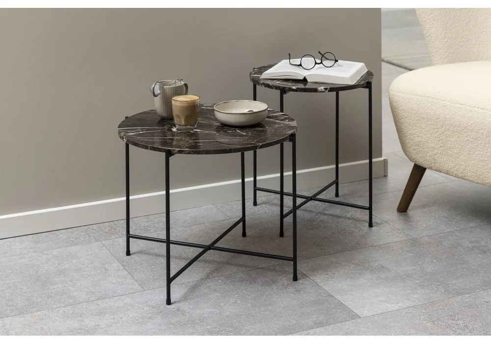 Okrúhly odkladací stolík s mramorovou doskou ø 52 cm Avila – Actona