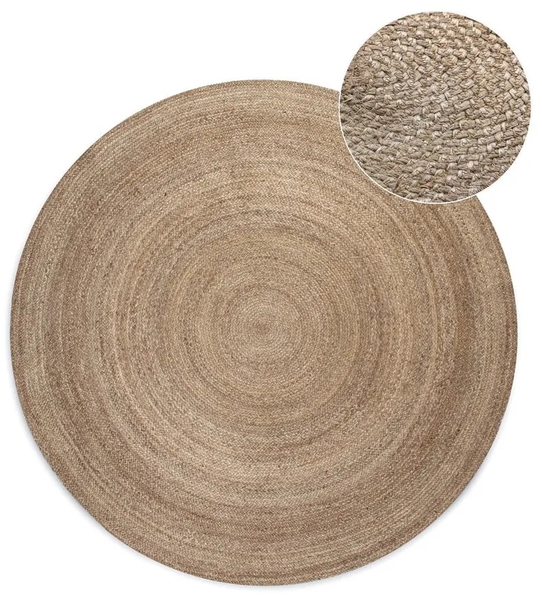 Sivobéžový obojstranný jutový okrúhly koberec ø 200 cm Braided – Hanse Home