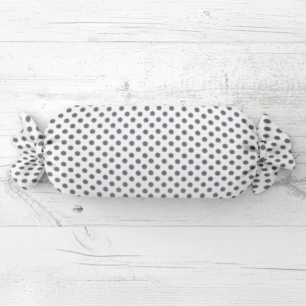 Biante Vankúš valec bonbon Sandra SA-286 Sivé bodky na bielom 15x80 cm