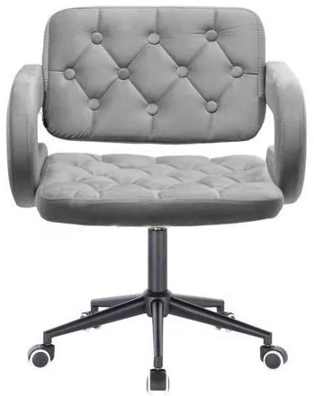LuxuryForm DESIGN Stolička ADRIA VELUR na čiernej podstave s kolieskami - sivá