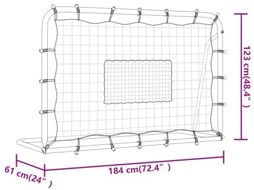 vidaXL Futbalová bránka so sieťou biela&čierna 184x61x123 cm oceľ&PE-