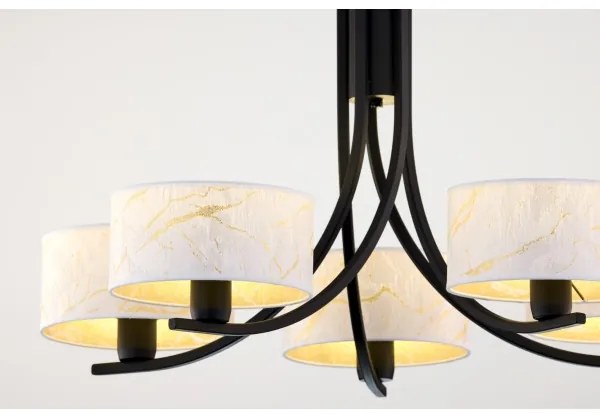 Jupiter 2104 - Luster na reťazi ARTHUR 5xE27/15W/230V biela/čierna/mramorový dekor