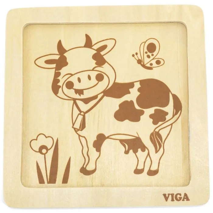 Viga puzzle 4 dílky kráva