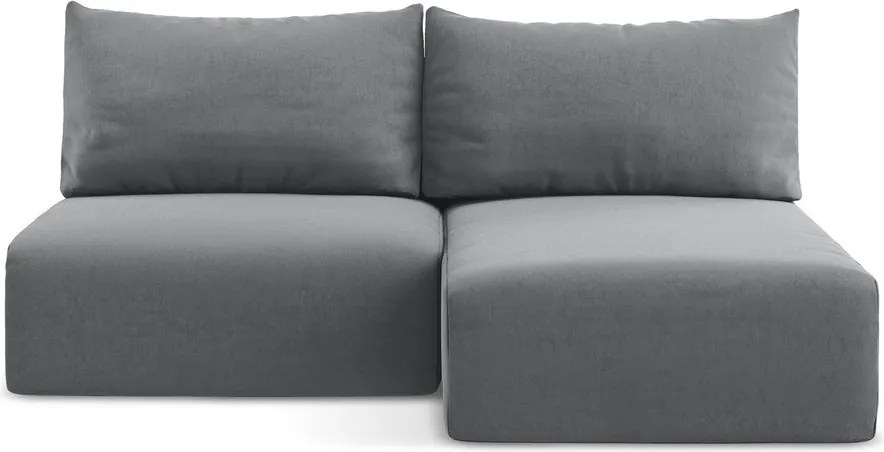 Sivá zamatová rozkladacia/s úložným priestorom rohová pohovka (pravý roh/s leňoškou) Kalena – Makamii