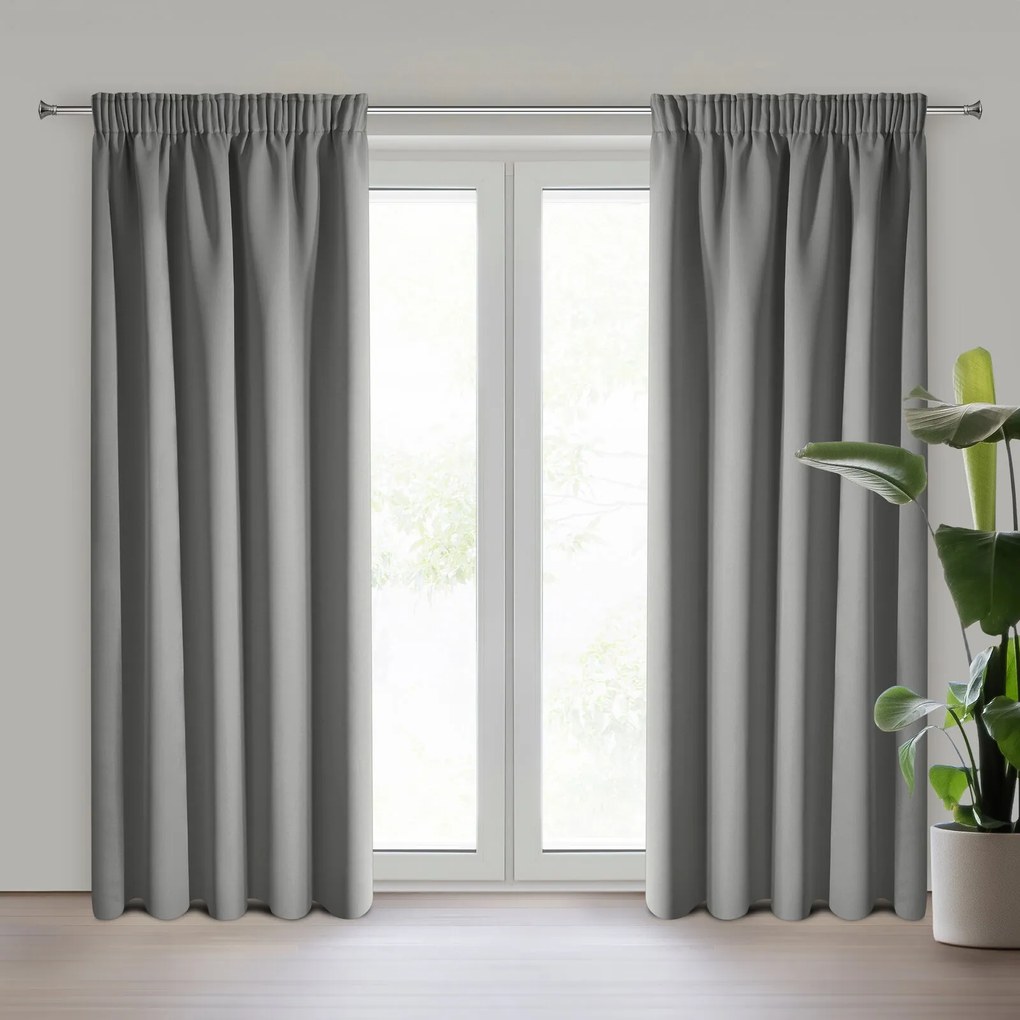 EUROFIRANY ZATEMŇOVACÍ ZÁVES NA PÁSKE ADLEY 135X270 CM STRIEBORNÁ