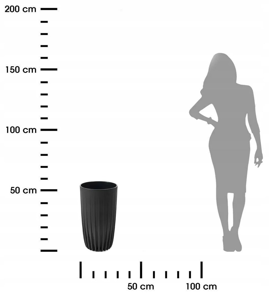 Kvetináč STRIPPED ECO IV 30 cm čierny
