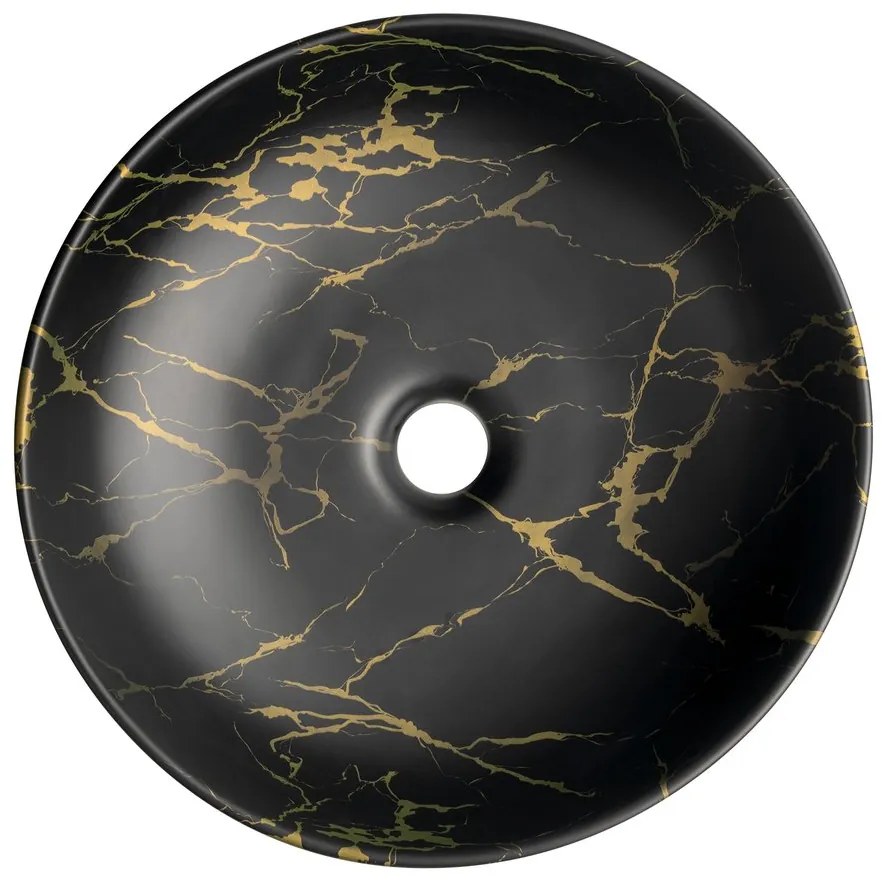 Sapho Sapho, RONDANE keramické umývadlo na dosku, priemer 41cm, mramor portoro, AR435PT