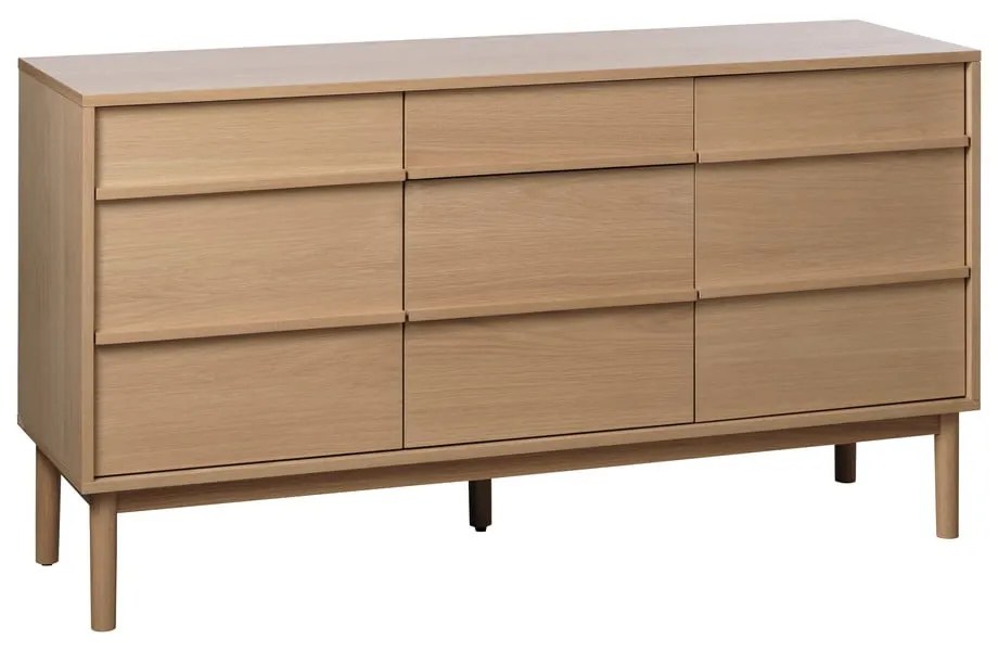 Nízka komoda v dekore duba v prírodnej farbe 75x140 cm Ponza – Unique Furniture