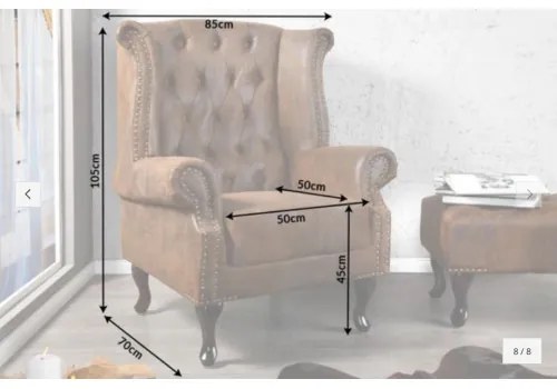 Kreslo 19448 Chesterfield Antik hnedá  - Komfort-nábytok