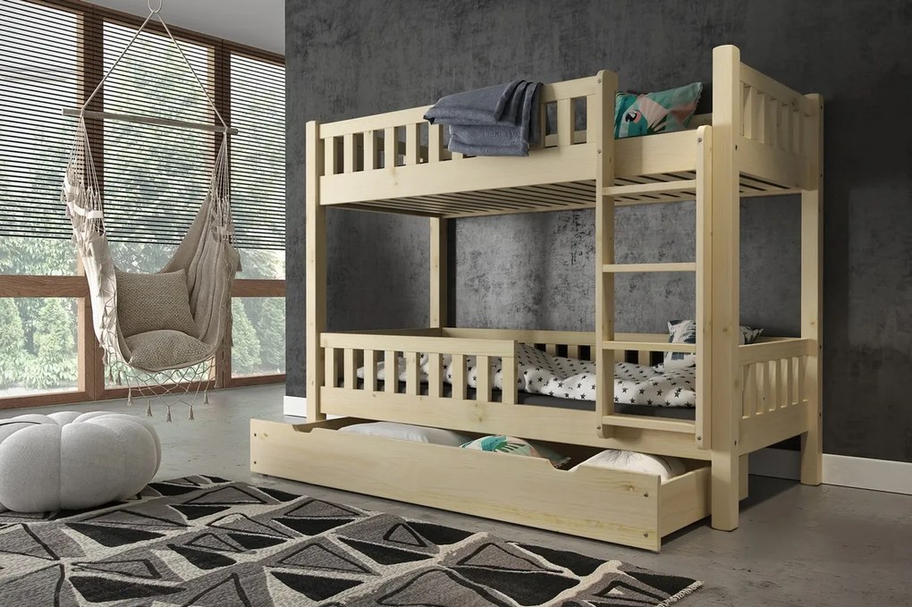 Poschodová posteľ Matúš 80x200 Natural - bez povrchovej úpravy Pravé Nie