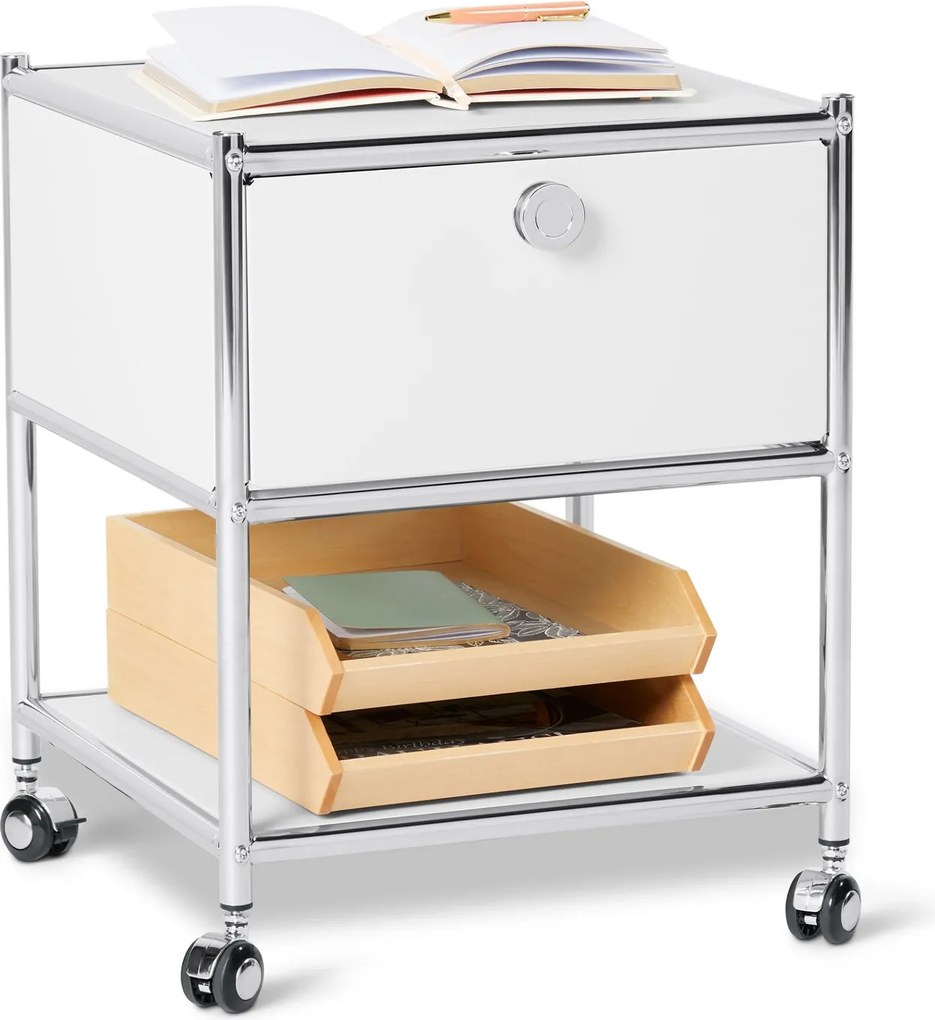 Kovový nočný stolík so zásuvkou »CN3«, biely