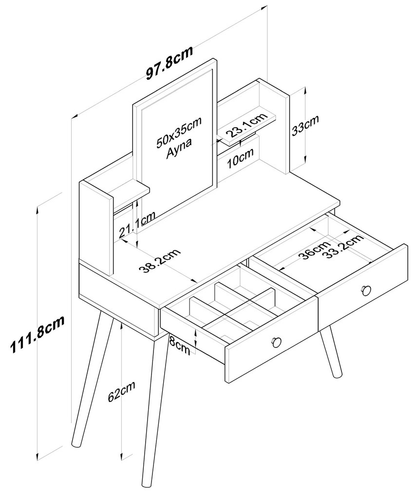 Toaletný stolík Margot 02 biely