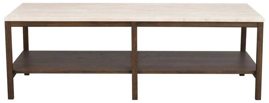 Hnedo-béžový konferenčný stolík s doskou z kameňa 140x60 cm Orwel - Rowico