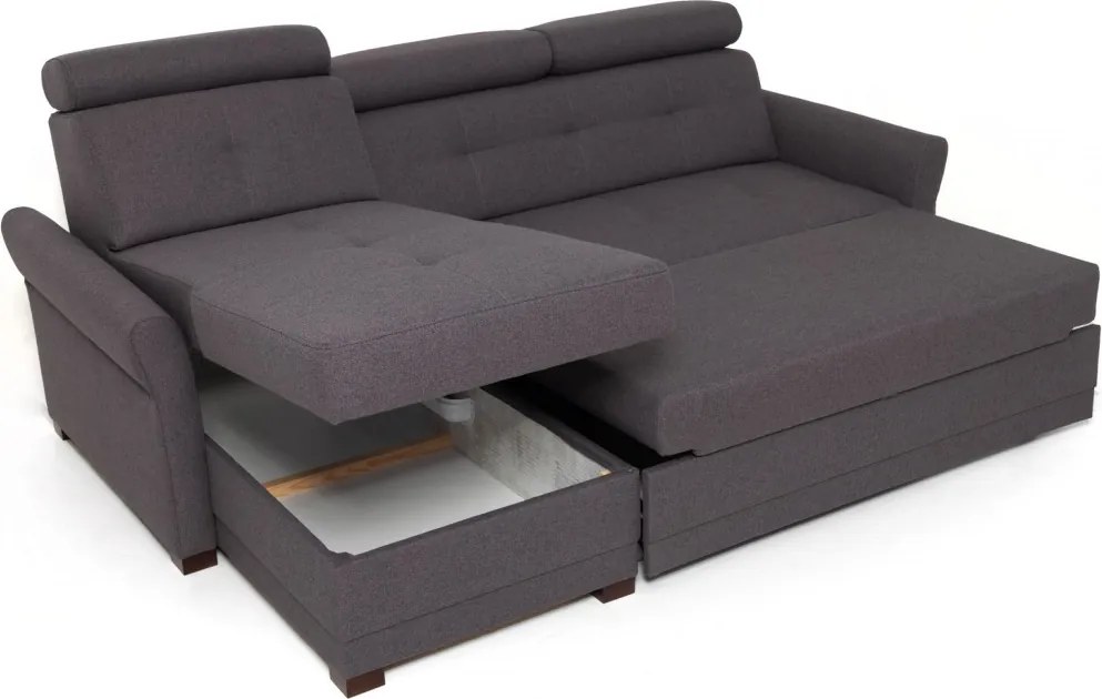 Rohová sedacia súprava Harris, tmavo šedá tkanina, ľavý roh