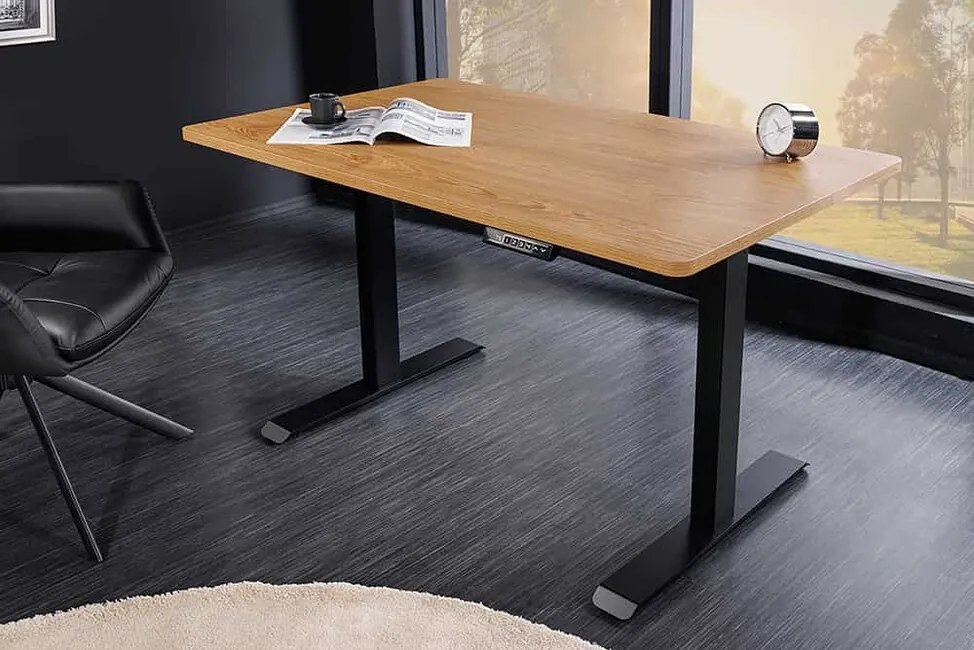 Výškovo nastaviteľný stôl do kancelárie Office z MDF dubový vzhľad 120cm