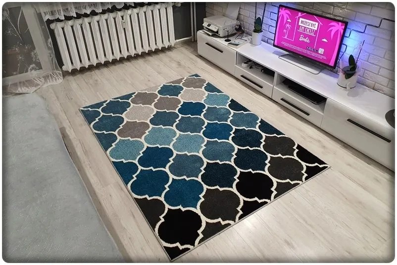 Dekorstudio Moderný koberec SUMATRA - Modrý marocký vzor Rozmer koberca: 140x190cm