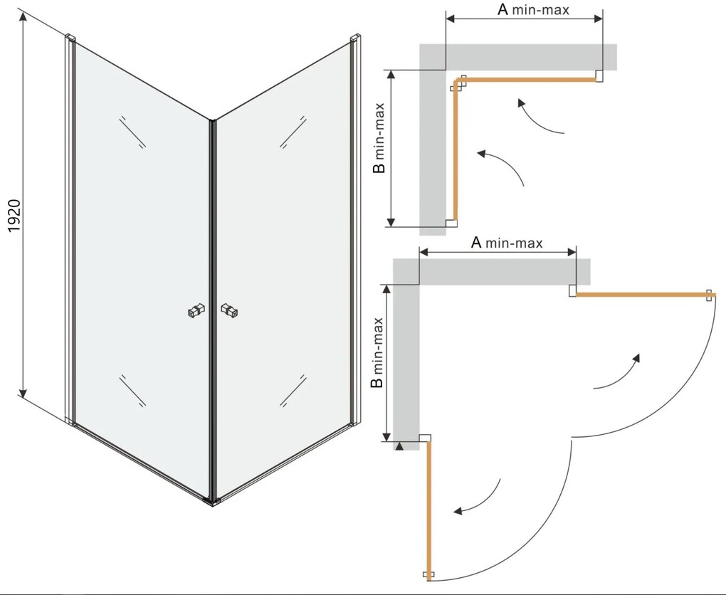 Sprchovací kút MEXEN PRETORIA DUO 75x80 cm