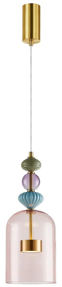 Závesné svietidlo Arte1, 1x viacfarebné sklenené tienidlo, g