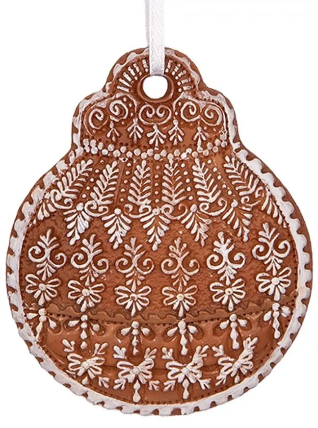 Hnedá vianočná závesná dekorácia perníková guľa - 8*2*10 cm