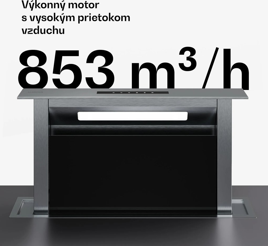 Klarstein Verosteel zapustený digestor | Minimalistický, výkonný | EEC A++ | 853,3 m³/h | 60 cm