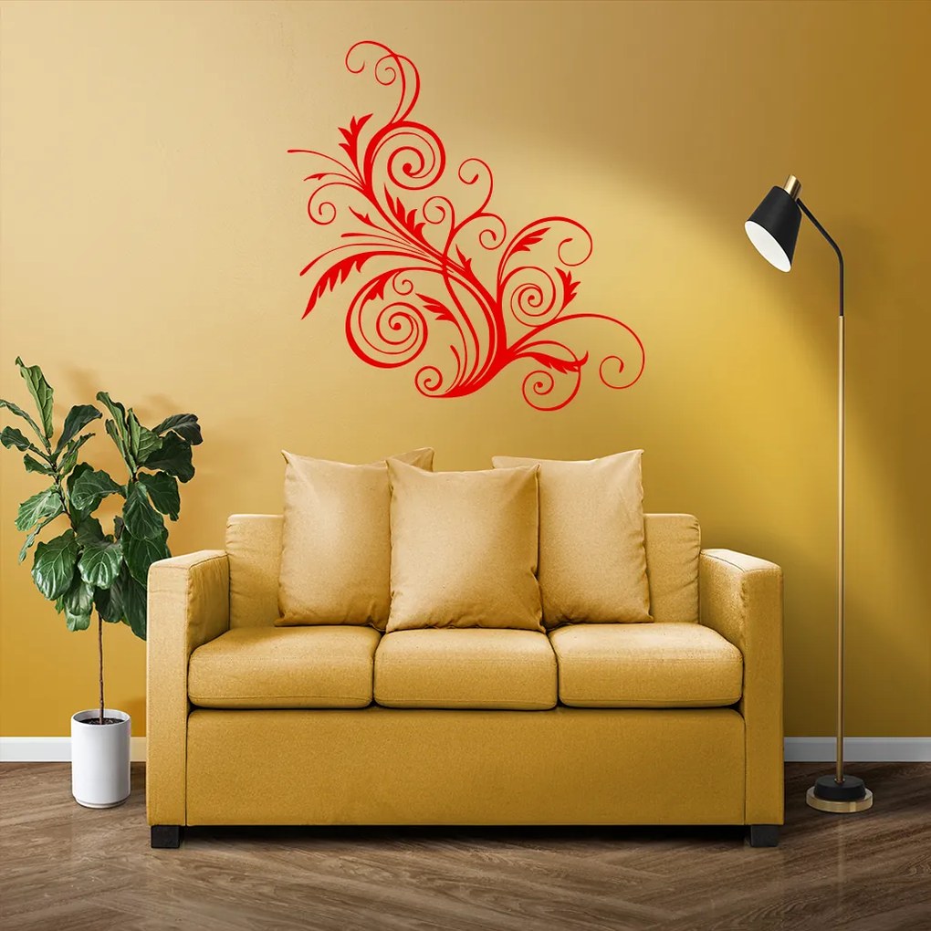 Veselá Stena Samolepka Ornament kvetina Farba: zelená, Veľkosť: 80 x 84 cm